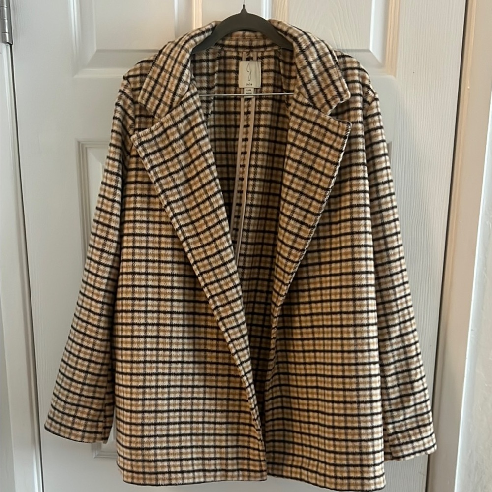 Joie Cream and Black Pea Coat with Oversized Fit - Large